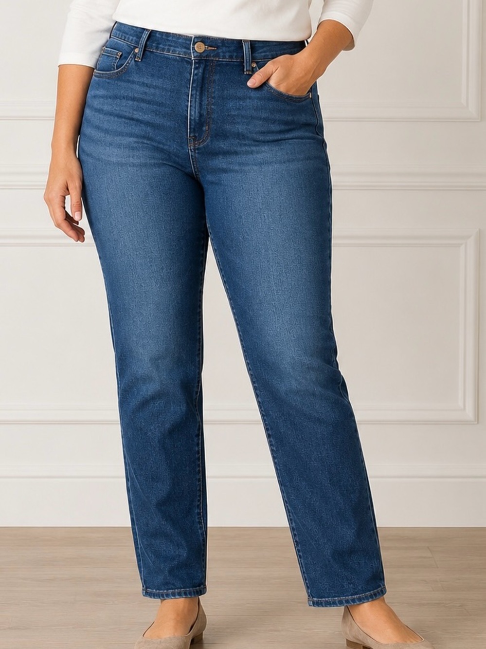 J. Jill Jeans Size 16R High Rise Straight leg Stretch Jeans in Medium Blue